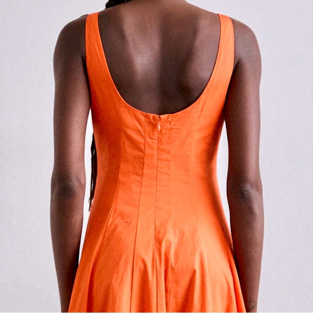 🌺🎉HP🎉🌺 NWT Staud Wells Midi Dress Tangerine - Picture 6 of 14